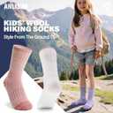 Anlisim Wool Socks, Thermal Winter Warm Thick Merino Wool Hiking Socks for Kids & Teens, 4 Pairs (XS)