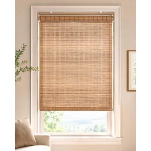 UNISHADES Cordless Bamboo Roller Shades, 34 1/4" W × 70" H - Brown206