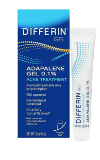 Differin Acne Treatment Gel, 180 Day Supply, Retinoid Treatment for Face with 0.1% Adapalene, Gentle Skin Care for Acne Prone Sensitive Skin, 45g Tube, Pack of 1 (Packaging May Vary)