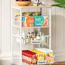 OKZEST 4 Tier Rolling Cart with Drawer Baskets, Metal Utility Storage Cart with Wheels and Wood Top for Living Room, Kitchen, Home Office, Bedroom, Pantry, Baby Essential, Craft, Snack, Makeup, White