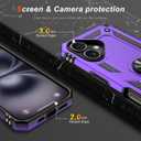 IKAZZ for iPhone 16 Case 6.1 Inch with Screen Protector,Military Grade Shockproof Heavy Duty Protective Phone Cover Pass 16ft Drop Test with Magnetic Kickstand Car Holder,Purple Color