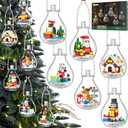 2025 Light-Up Christmas Ornament Building Kit  647 PCS Holiday Building Blocks Set for Kids and Adults, Featuring Gingerbread House, Santa, Reindeer, Polar Bear, Nutcracker Soldier & Penguin (Green)