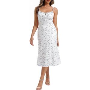 Belle Poque Floral Dress for Women Summer Backless Spaghetti Strap Dresses Cami Dresses Tea Party Dress (XL)