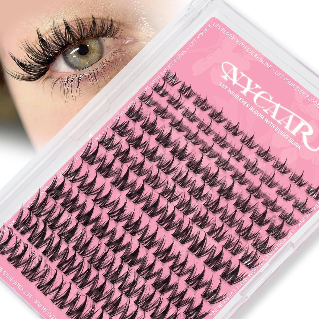Lash Clusters Natural Look Manga Eyelash Clusters Anime 144pcs D Curl 8-18MIX Spiky Wispy Individual Lashes with Soft Thin Band Lash Extension(NY06,8-18MIX)