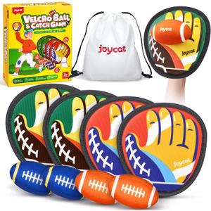JoyCat Football Toss and Catch Ball Game for Kids, 4 Paddles & 4 Soft Footballs, American Football Training Set for Backyard Beach, Sports Outdoor Toys Birthday Gift Idea for Boys Girls Ages 3-12