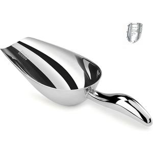 12 Oz 304 Stainless Steel Ice Scoop for Freezer & Ice Machine  Heavy Duty Metal Scooper, Dishwasher Safe, Multi-Purpose for Kitchen, Bar, Party, Wedding (Ice, Flour, Dry Goods) (Silver)