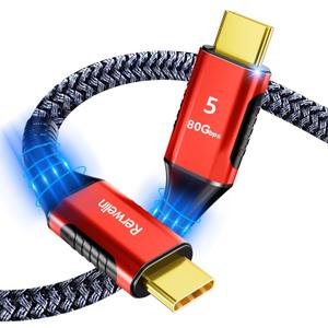 USB4 80Gbps for Thunderbolt 5 Cable 3.3FT, 8K 165Hz, 4K 540Hz, 16K 60Hz, Triple 4K 144Hz, 120Gbps Bandwidth, PD 240W USB C Display Cable for iPhone 17, Razer Blade, SSD, Thunderbolt 4, Mac mini M4