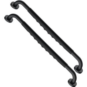 24 Inch Black Shower Grab Bar w/Anti Slip Rubber Grip, Munzong 2 Pack Stainless Steel Bathroom Grab Bar, Bathroom Balance Bar,Safety Handrail Support,Handicap Injury Elderly Senior Assist Bath Handle