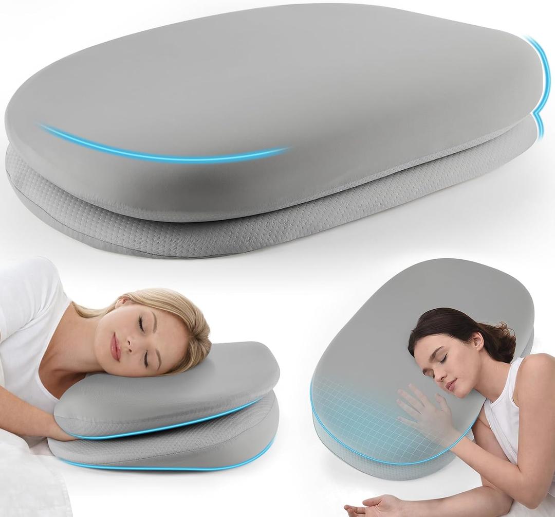 Side Sleeper Cervical Neck Pillow for Neck Pain Relief, Double Layer Soft & Firm Ergonomic Pillow for Neck Support, Cooling Memory Foam Contour Orthopedic Bed Pillows for Sleeping