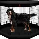 PJYuCien Dog Playpen - 8 Panels 42 inchH Metal Foldable Exercise Pen, Pet Fence Puppy Crate Kennel Indoor Outdoor with Top Cover & Bottom Pad for Medium Large Pets Black