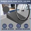 Rubber Threshold Ramp 7.09 Inch Rise, Wheelchair Rubber Door Ramp with Non-Slip Surface, Home Step Ramp with Channel for Wheelchairs/Cars/Scooters(1PCS, 2200LBs Loading)