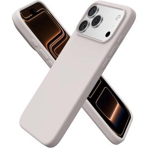 ORNARTO Compatible with iPhone 17 Pro Max Case 6.9", Slim Liquid Silicone 3 Layers Soft Gel Rubber Shockproof Protective Cover with Anti-Scratch Microfiber Lining-Stone Gray