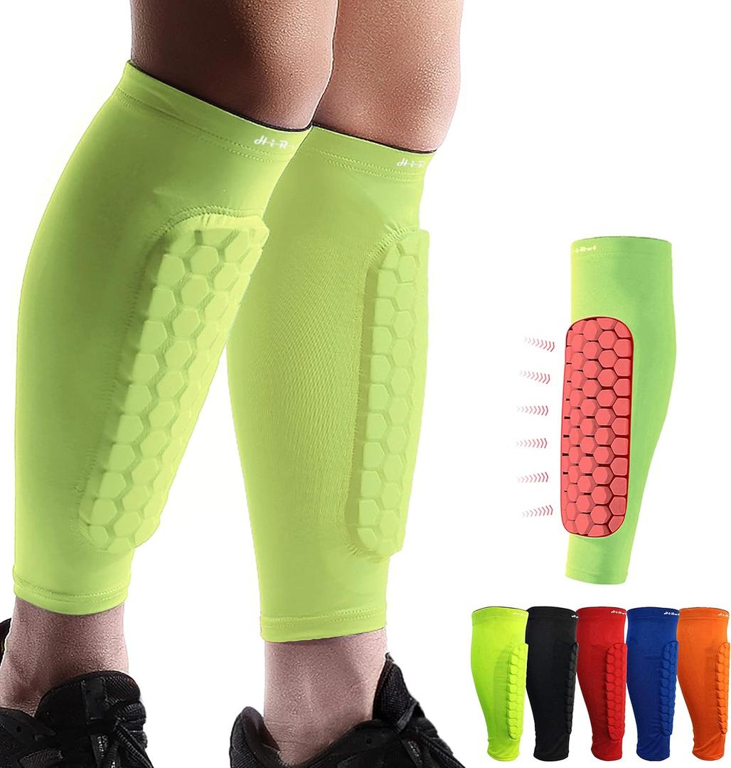 HiRui Soccer Shin Guards Shin Pads for Kids Youth Adult, Calf Compression Sleeve with Honeycomb Pads, Support for Shin Splint Baseball Boxing Kickboxing MTB, Lightweight(1PAIR), XS