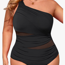 Aqua Eve Plus Size One Piece Swimsuit for Women Tummy Control Bathing Suits One Shoulder Swimwear 18W