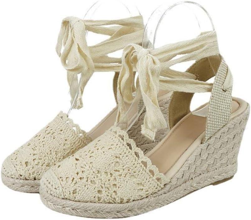 Mary Jane Espadrilles for Women Alpargatas Para Mujer Woven Wedge Platform Shoes Sneakerina Ballet Comfy Comfortable Causal Sandals Cute Kawaii Shoes Gifts Summer Beach Vacation (4 Wide, Nude)