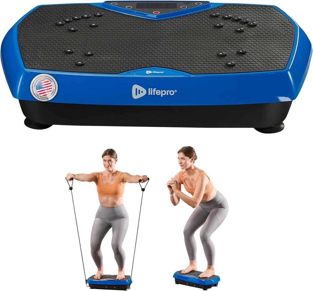 Lifepro Vibration Plate Exercise Machine with Magnetic Acupoints - Full Body Vibration Platform for Beginners and Recovery - Ideal Lymphatic Drainage Massager for Muscle Toning and Overall Fitness (Compact Blue)