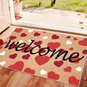 Svepndic Valentine's Day Indoor Mat 32"x48" Non Slip Holiday Floor Mat, Welcome Doormat Front Door Rug, Washable Entrance Door Mats Low Profile Heart Decorative Doormat