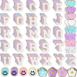Chenille Letter Patches Self Adhesive Stickers for DIY 136 Pcs Fuzzy Cute Varsity Patches Embroidery Jackets, Jeans Patches Gift Bag Decoration