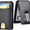 Wallet for Men - Mens Minimalist Wallet RFID Blocking Pop Up Card Wallet with Money Clip, Slim Metal Aluminum Bifold Wallet Credit Card Holder