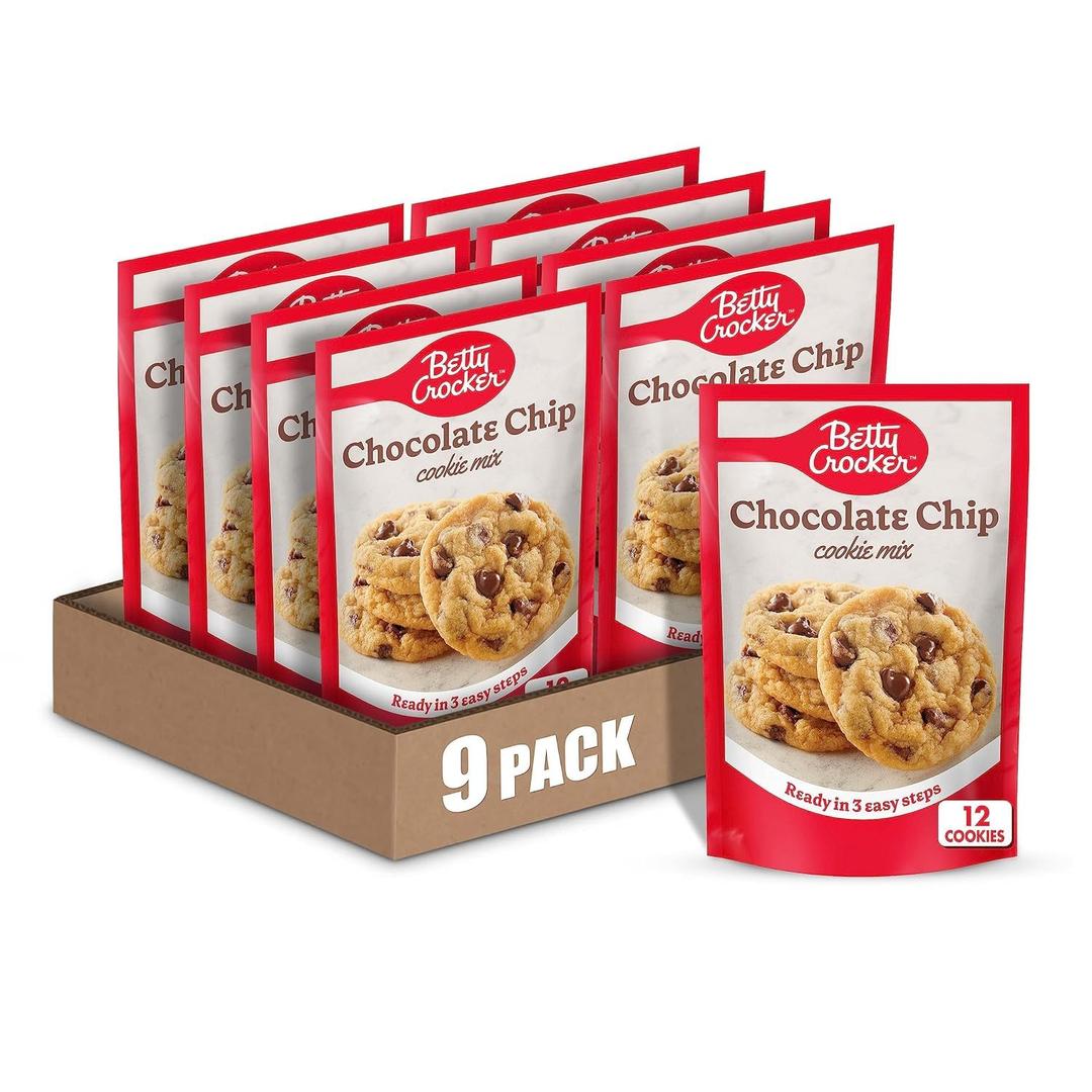 Betty Crocker Chocolate Chip Cookie Mix, Makes (12) 2-inch Cookies, 7.5 oz. (Pack of 9) Best By July 09, 2026