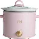 Paris Hilton 3.5-Quart Manual Slow Cooker, Features Three Settings (Low, High, Warm), Naturally Nonstick and Dishwasher Safe Stoneware Insert, Family Sized Capacity, Pink
