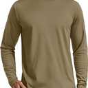 TACVASEN Men's Rash Guard Shirts Fishing Long Sleeve UV Sun Protection SPF Shirt UPF 50+ Lightweight Beach Dull Cyan, Small