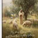 SHQIEUDH Christian Jesus and Lamb Wall Art Decor 11x14, Bible Verse John 10:27 Framed Canvas Prints Artwork, Jesus The 99 Sheep Religion Canvas Wall Decorations Pictures for Living Room Church Home