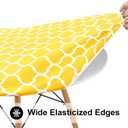 2 x Smiry Round Picnic Tablecloth, Waterproof Elastic Fitted Table Covers for 36" - 44" Tables, Wipeable Flannel Backed Vinyl Tablecloths for Camping, Indoor, Outdoor, Yellow & White, For Up To 36"-44" Round