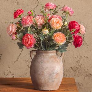 Daifunli 18 Pcs Faux Silk Peony Artificial Flowers for Vase Vintage Bulk Fake Peonies Branches with Stems for DIY Bouquet Centerpieces Wedding Fillers Arrangements Shower Decorations(Classic)