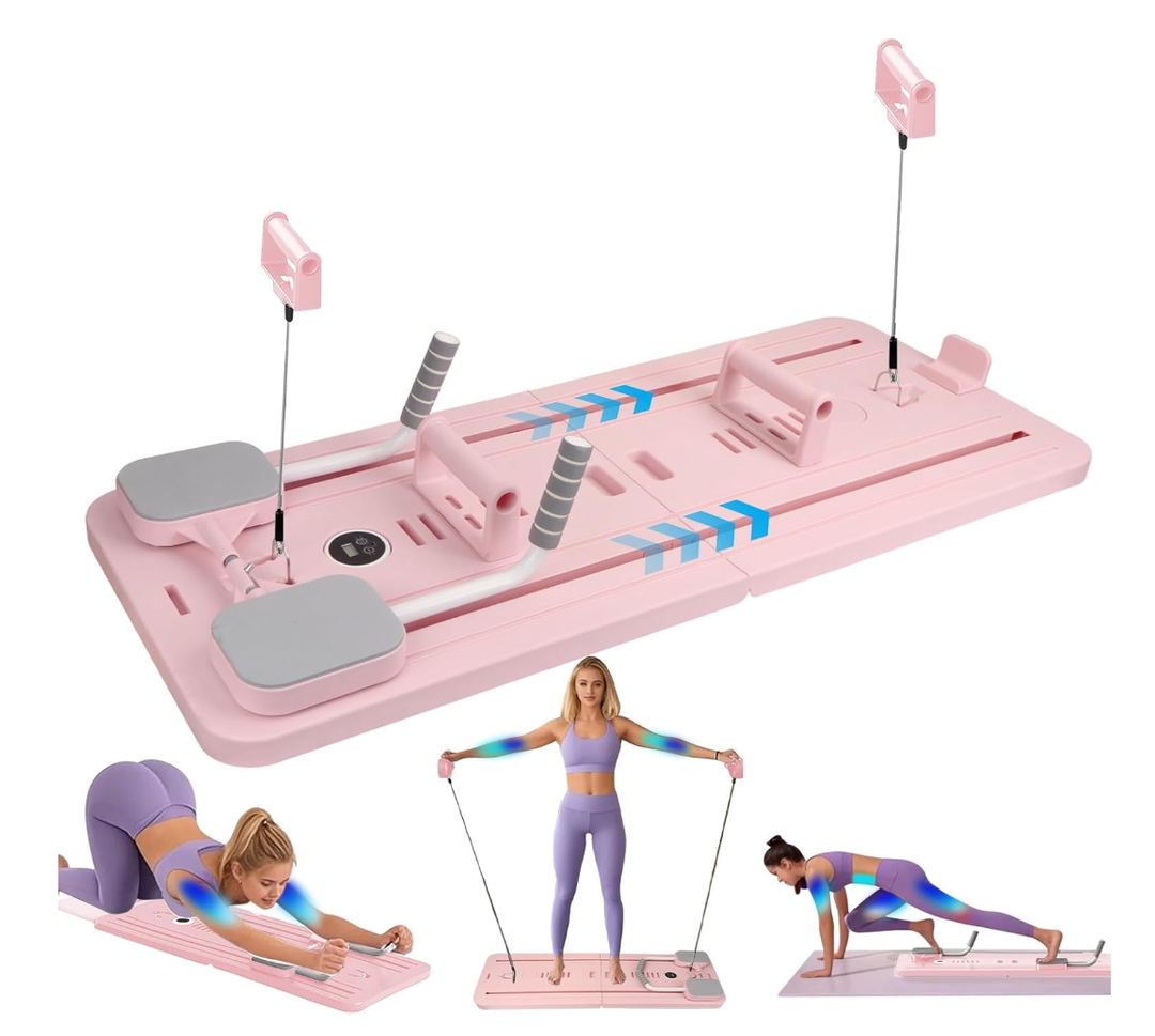 Upgraded Pilates Reformer Machine for Home Gym - Solid and Stable Automatic Rebound Pilates Board with Knee Pad, Ab Core Trainer & Full Body Workout Equipment for Men/Women