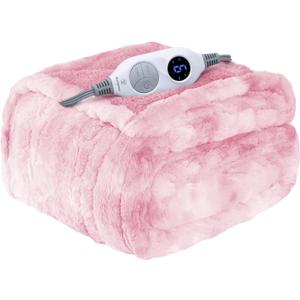 Westinghouse Electric Throw Blanket, Faux Fur Heated Blanket with 6 Heating Levels & 2-10 Hours Auto Off, Soft Cozy Sherpa Heated Blanket Washable Blanket (50" x 60" Throw Size, Pink)