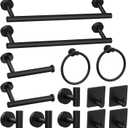 14-Pieces Matte Black Bathroom Accessories Set, Stainless Steel Bathroom Hardware Set, Bath Towel Bar Set, Towel Racks for Bathroom Wall Mounted.
