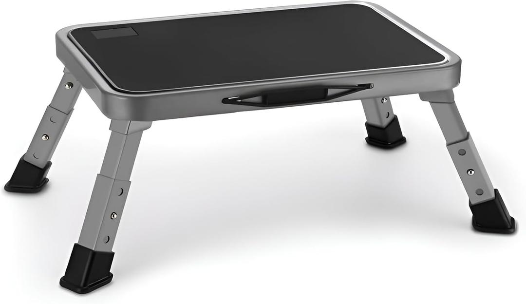 Foldable Step Stool, Adjustable Step Stool with a Non-Slip Platform, Step Ladder with Thick Rubber Feet for Adults or Children in Kitchen, Bedroom, Office, Rv, 330 Lbs Capacity