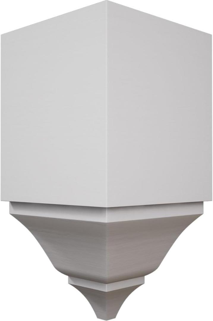 3 5/8"W x 3 5/8"P x 7 1/2"H Americraft Solid Paint Grade Wood Inside Crown Moulding Block for Profiles up to 4"H x 3 5/8"P, Primed Pine