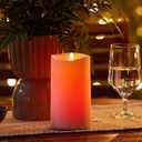 Luminara Outdoor Flameless LED Coloring Changing Candle Melted Edge 3.75" x 7" Real Moving Flame Battery Operated Timer Plastic Weather-Resistant