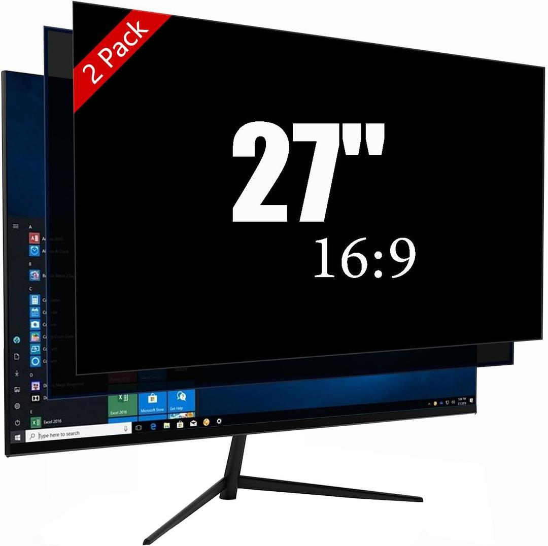 27 Inch Privacy Screen for Monitor with 16:9 Widescreen Monitor Blue Light Screen Protector - Anti-Glare - Anti-Scratch Protector Film for Data Confidentiality Privacy Shield [2 Pack]