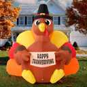 JOIEDOMI 6FT Thanksgiving Inflatable Turkey Decoration Outdoor, Light Up Inflation Turkey with LED, Happy Thanksgiving Blow Up Yard Decorations for Outside, Yard, Garden, Lawn, Party Supplies