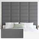 IFNOW Upholstered Wall Mounted Headboard, 3D Soundproof Wall Panels Peel and Stick Headboard for Queen Size, Reusable and Removable Tufted Bed Headboard in Charcoal 9 Panels, 10" x 24"