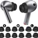 Delidigi 6 Pairs Ear Tips for Samsung Galaxy Buds3 Pro (2024), S/M/L 3 Sizes Double Flange Silicone Eartips Earbuds Earplug Replacement Fit in Case Compatible with Samsung Galaxy Buds 3 Pro (Black)