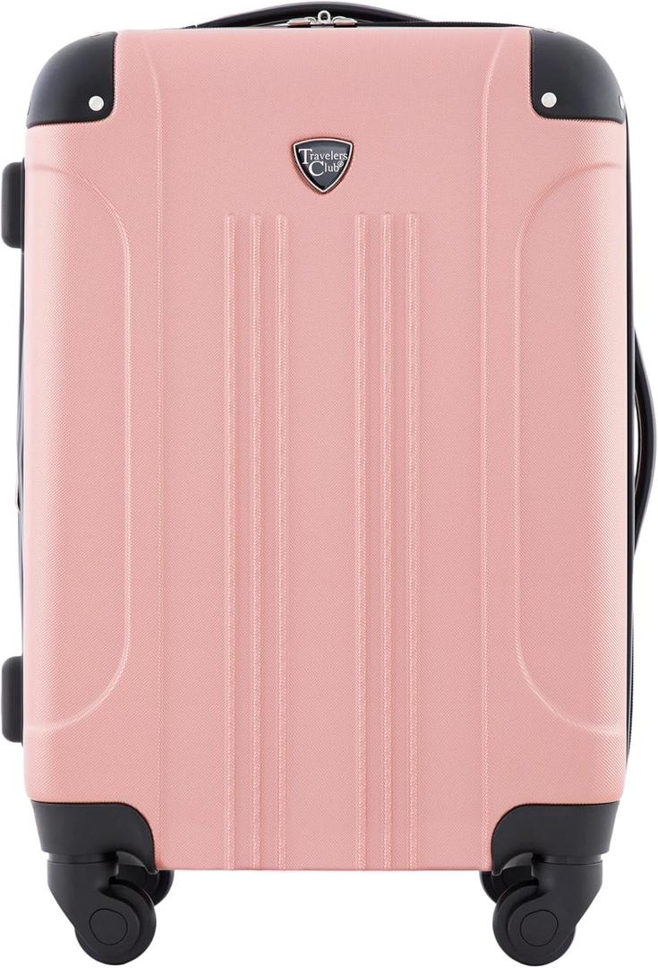Travelers Club Chicago Hardside Expandable Spinner Luggage, Rose Gold, 22" Carry-On