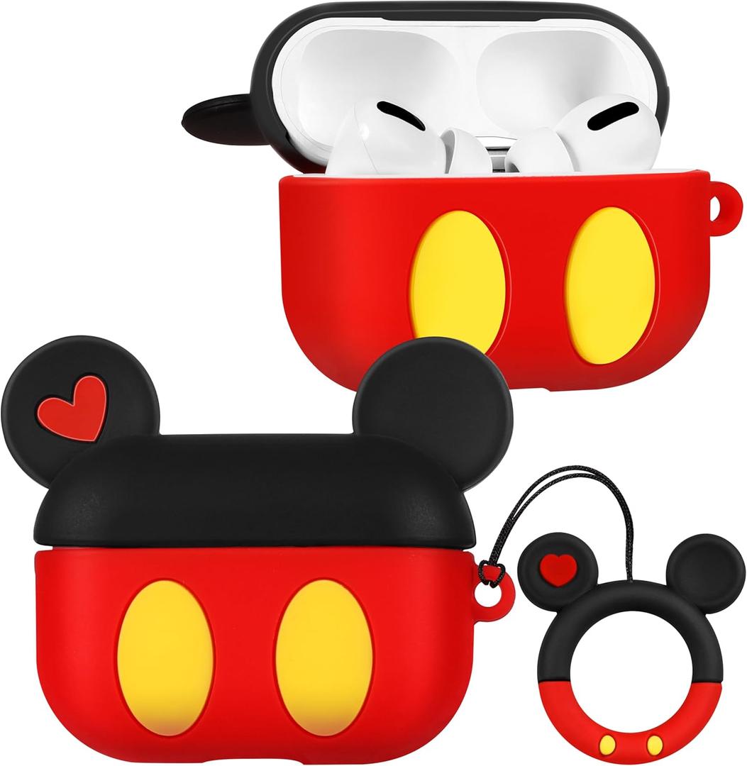 Boaretiu for AirPods Pro/Pro 2nd Generation Case - Cute Kawaii Red Heart with Keychain for AirPods Pro & Pro 2 Case Cover Funny 3D Soft Silicone Fun Cool for Girls Women Teens Boys