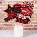 2 x Gexolenu 30 PCS Glitter Black and Red Double-Sided Graduation Centerpieces for Tables, 2025 Graduation Table Toppers Party Centerpiece Sticks Party Supplies, Set of 5