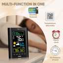 Weather Station Wireless Indoor Outdoor Thermometer， Inside Outside Temperature Humidity Monitor，with 330ft Range Sensor and Adjustable Backlight (Black)