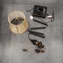 TOBUSA Traditional Floor Lamp, Classic Standing Lamp with Bronze Fabric Shade, Vintage Elegant Tall Pole Lamp for Living Room Bedroom Office Reading, Rustic Upright Floor Lights, Pull Chain Switch