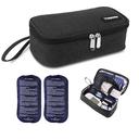 Insulin Cooler Travel Case, Diabetic Medicine Carrying Bag with 2 * 200g Ice Packs, Insulated Organizer Medication Cooler Bag for Insulin Pens and Diabetes (Black