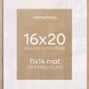 Homeforia 16x20 Natural Oak Picture Frame, High-End Wood, 11x14 Mat, Glass