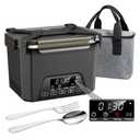 Cordless Electric Lunch Box, 1.2L Self Heating Lunch Box Battery Powered with Automatic Heating, BPA Free, Meal Prep Friendly, Portable Food Warmer for Work, Construction, Truck & Travel (Black)