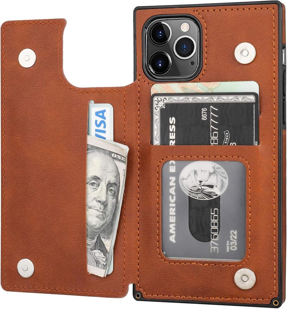 Bocasal Wallet Case for iPhone 11 Pro Wallet Case with Credit Card Holder Premium Soft PU Leather Kickstand Shockproof Magnetic Closure 5.8 inch(Brown)