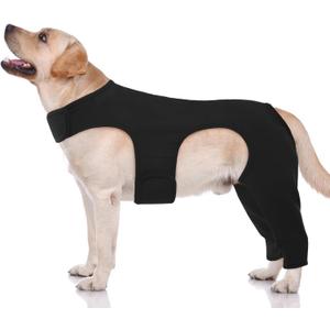 ROZKITCH Dog Sleeve for Rear Right Left Leg, Adjustable Pet Prevent Licking Wound Elbow Protector, Dog Recovery Suit Cone Collar Alternative for Sprain ACL CCL Arthritis Joint Care Black XL