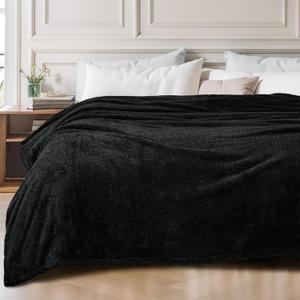 Exclusivo Mezcla Fleece Bed Blankets Queen Size, Ultra Soft, Lightweight and Fuzzy Black Blanket for Women, Home Decor, 90x90 Inches